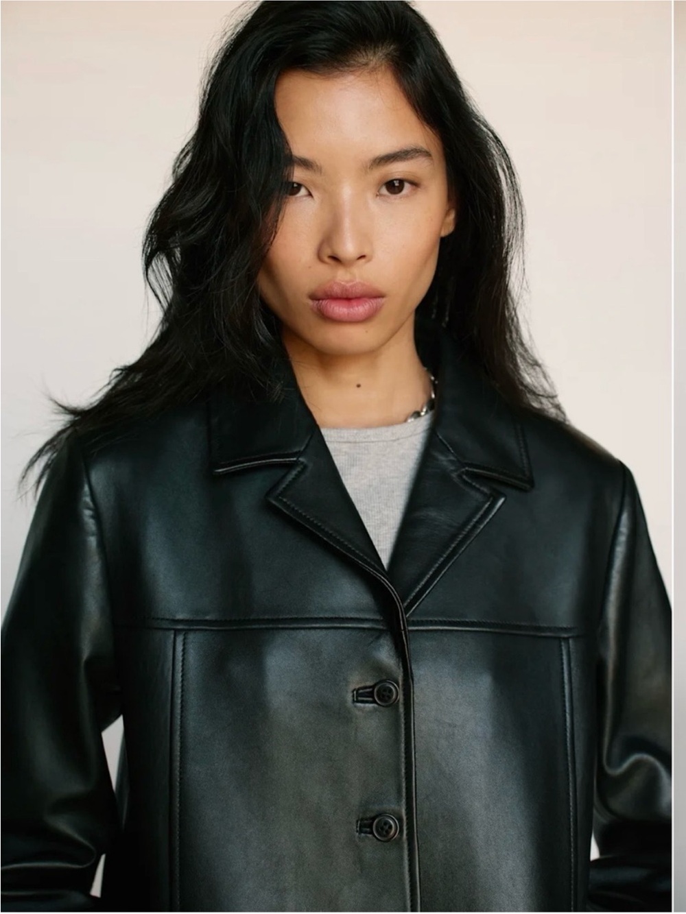 Reformation Black Leather Button-Front Jacket VEDA SUTTON, size S, NWOT